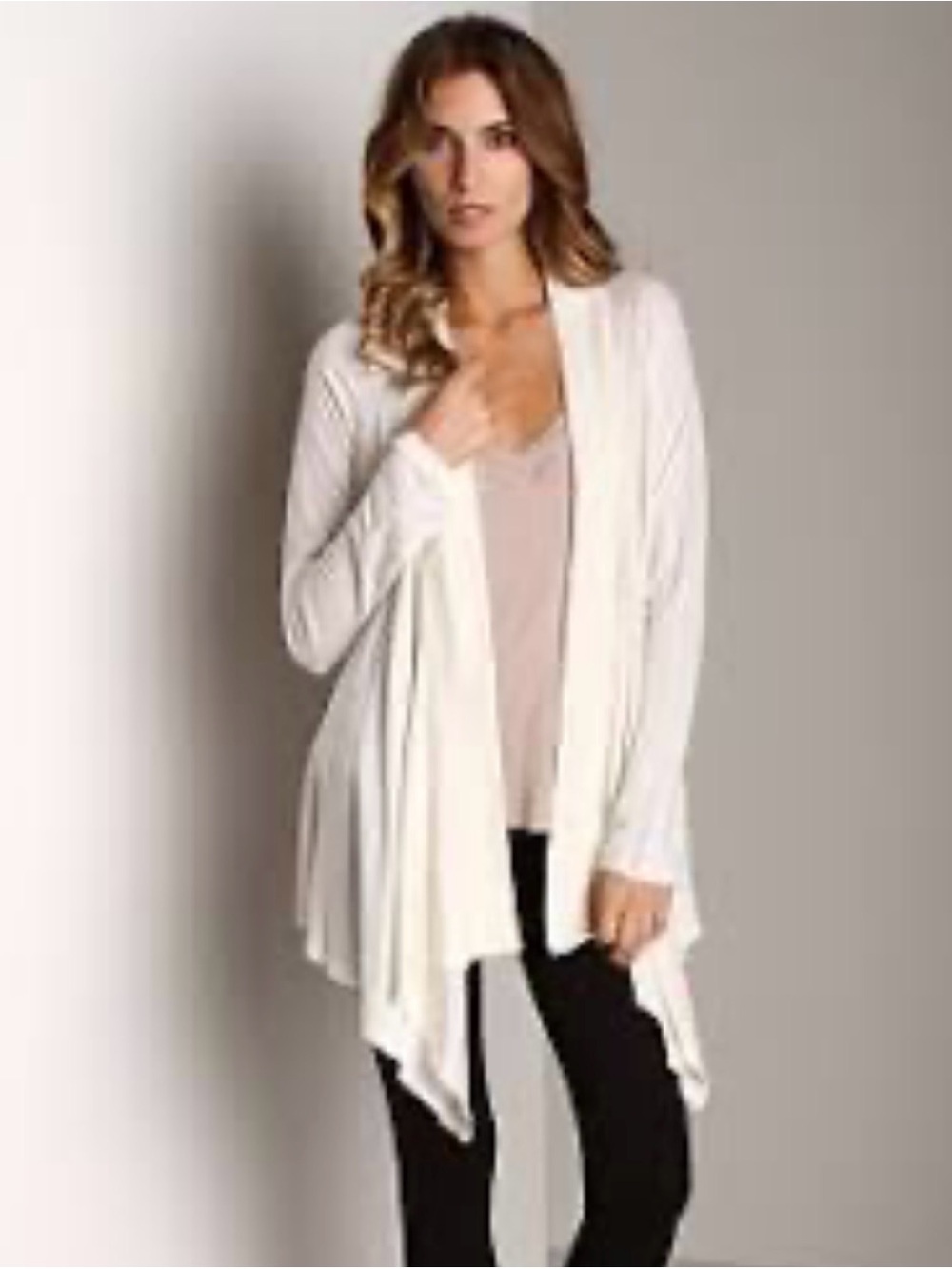 KNIT CREAM WRAP CARDIGAN